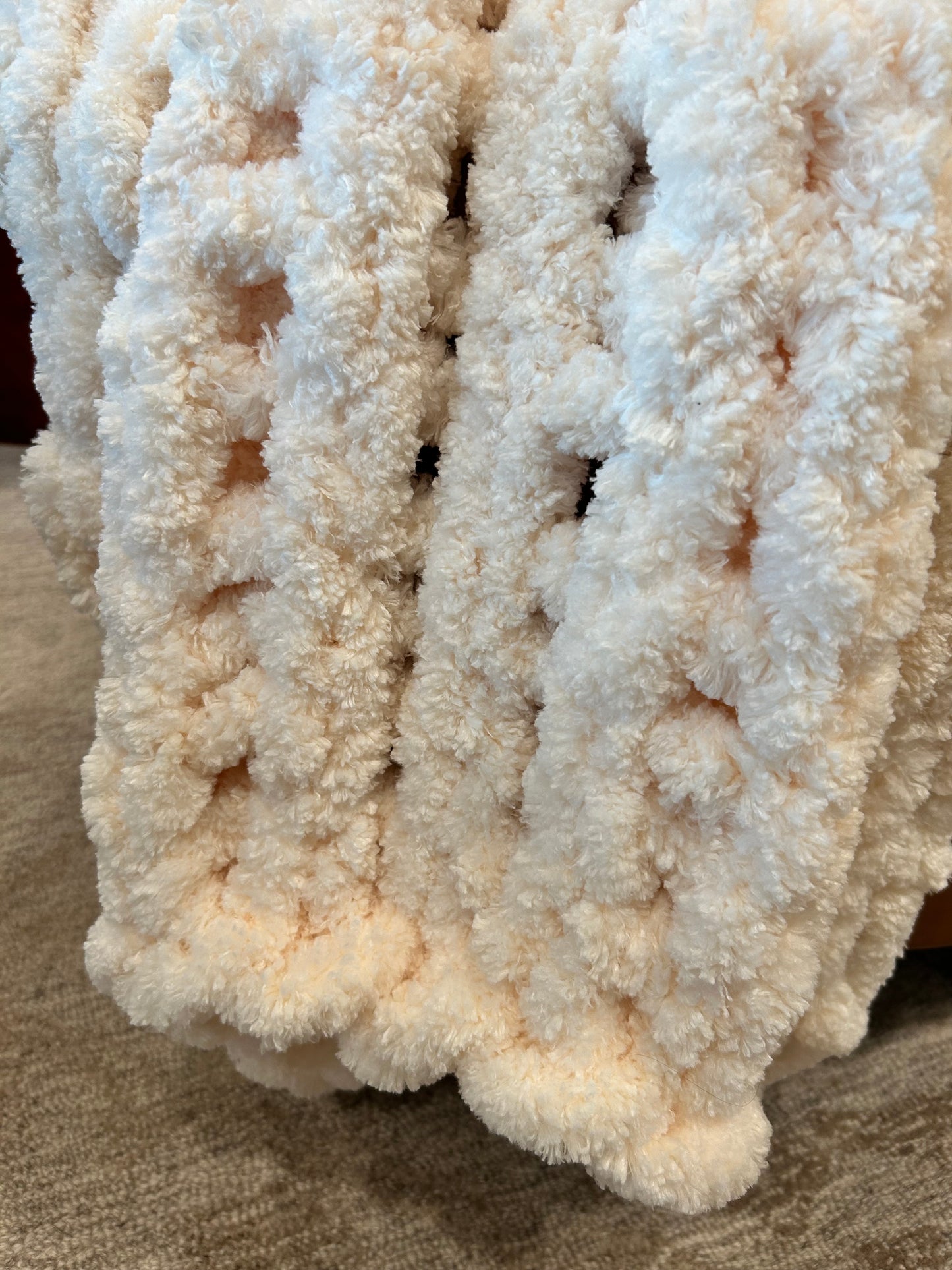 Hand-Knit Chunky Yarn Blanket